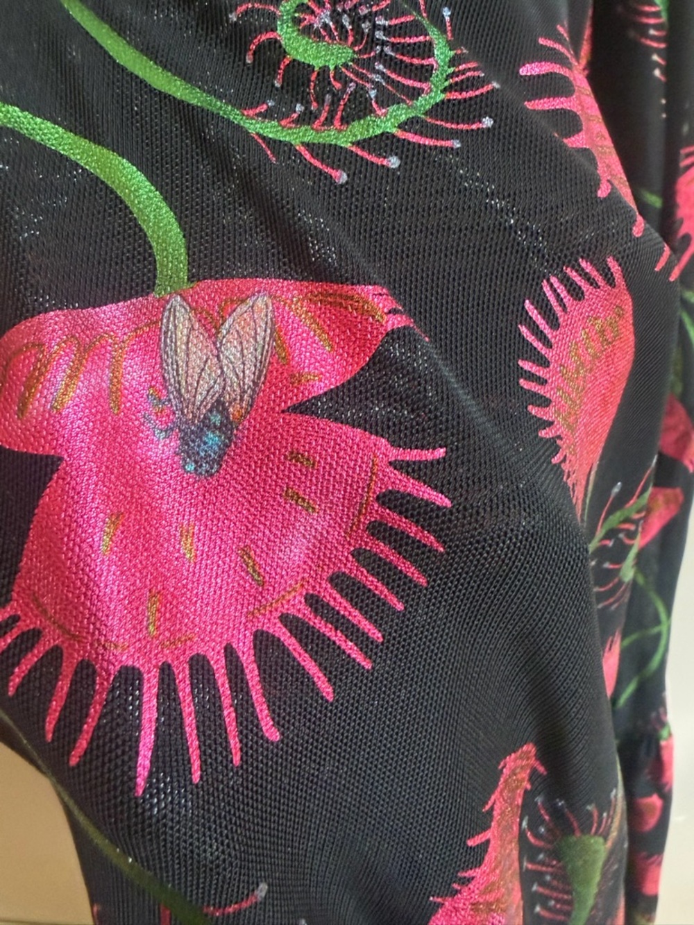 Blackmilk Venus Fly Trap I Eat Flies Floral Bug Midi Midaxi Metallic Mesh Dress - Picture 4 of 12